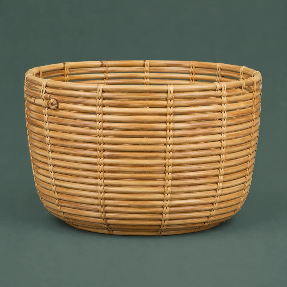 Round Basket 340, piece ON-A-03, woven in Rattan, photographed as it is.