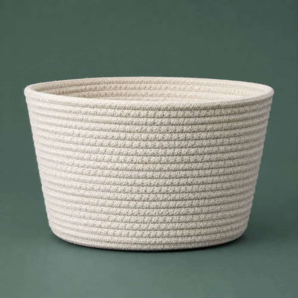 Cord Basket 300, piece ON-A-11, woven in Cotton cord, photographed as it is.