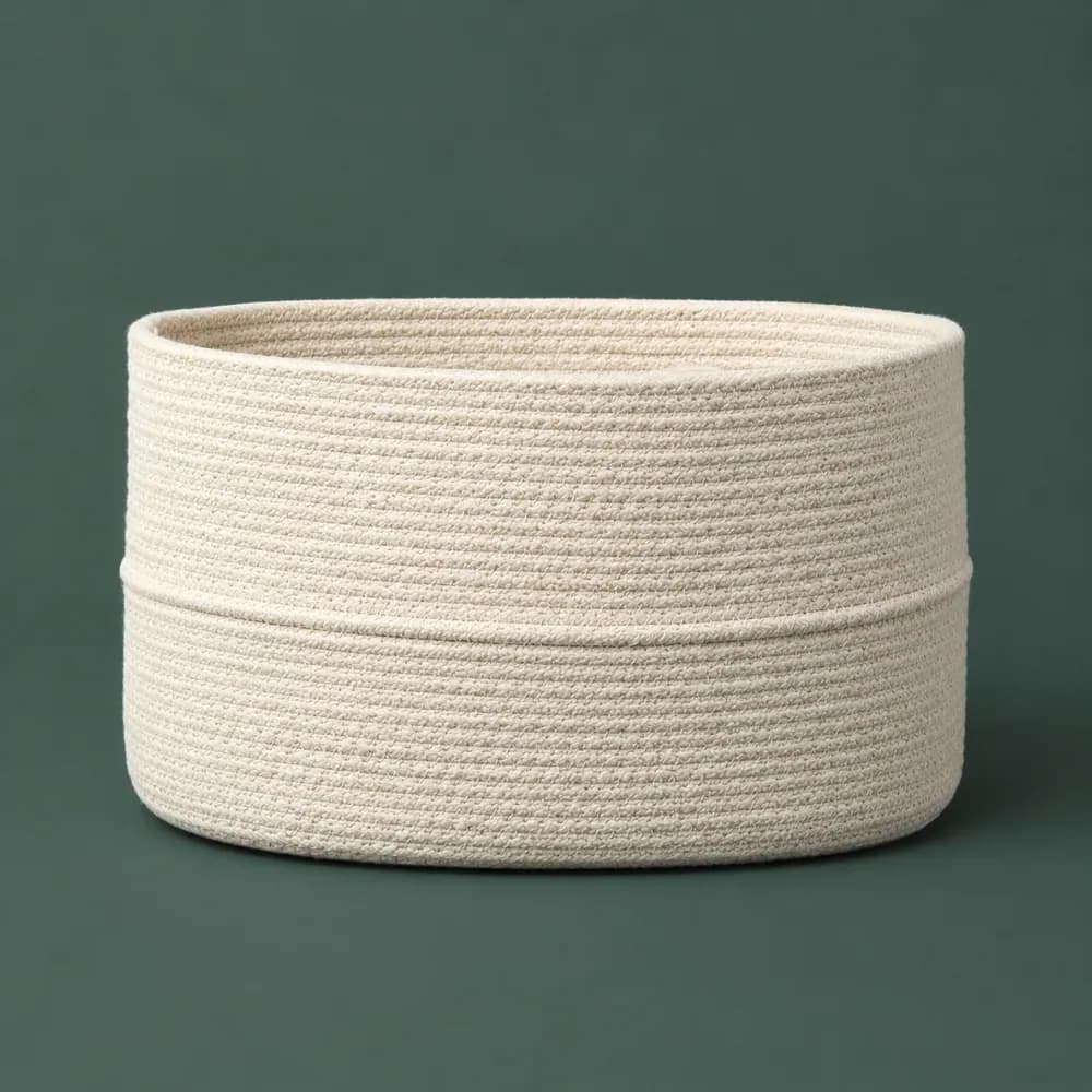 Cord Basket 380, piece ON-A-12, woven in Cotton cord, photographed as it is.