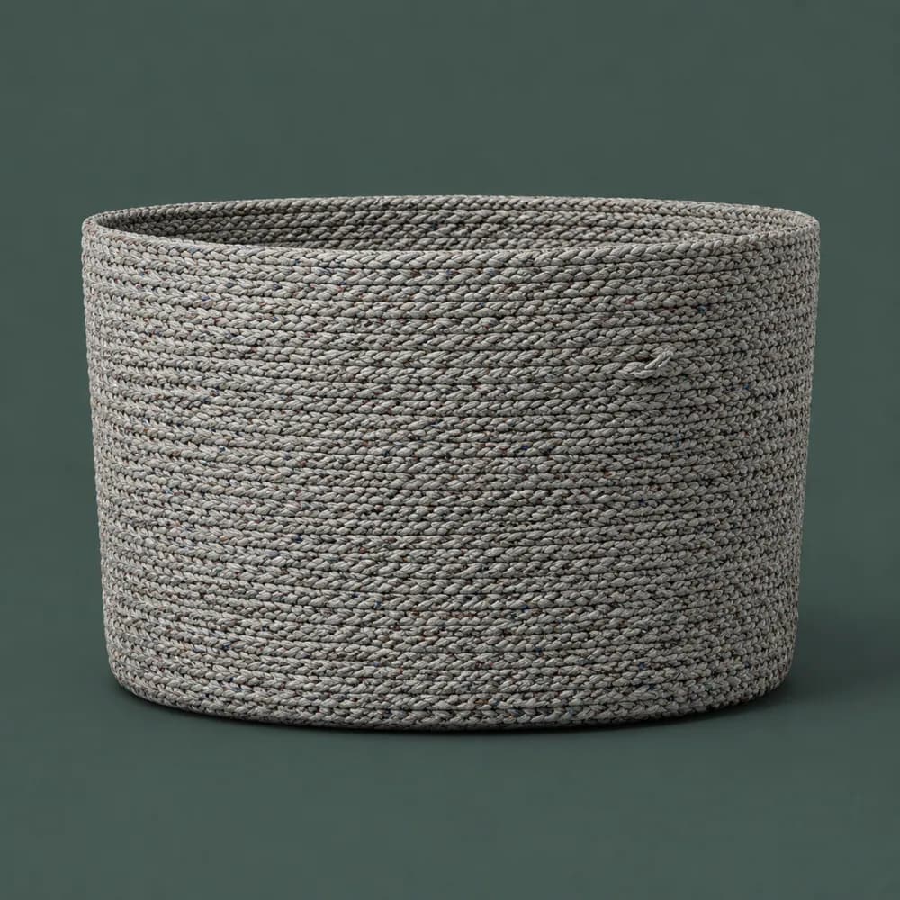 Recycled Cord Basket 340, piece ON-A-14, woven in Recycled fibre cord, photographed as it is.
