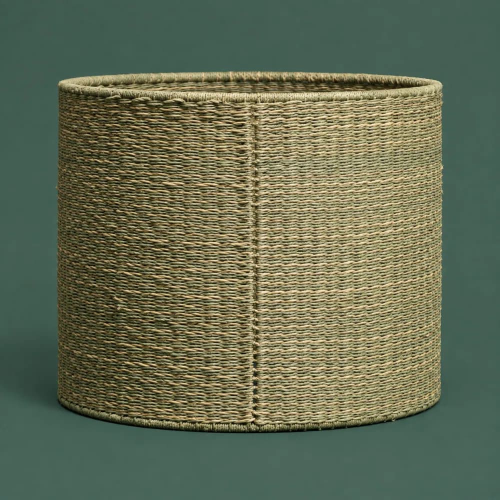 Drum Shade 360, piece ON-C-04, woven in Rush, photographed as it is.