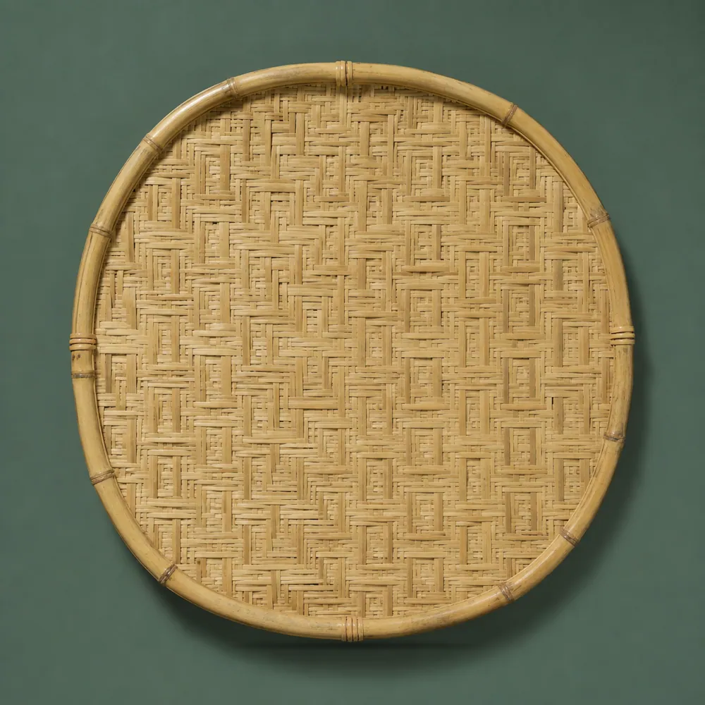 Wall Disc 700, piece ON-D-03, woven in Bamboo, photographed as it is.