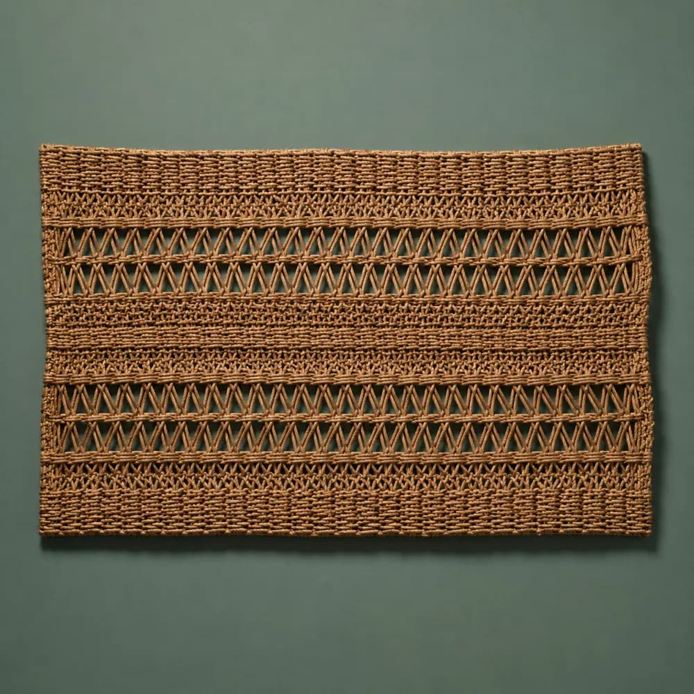 Paper Cord Panel 800×500, piece ON-D-09, woven in Paper cord, photographed as it is.