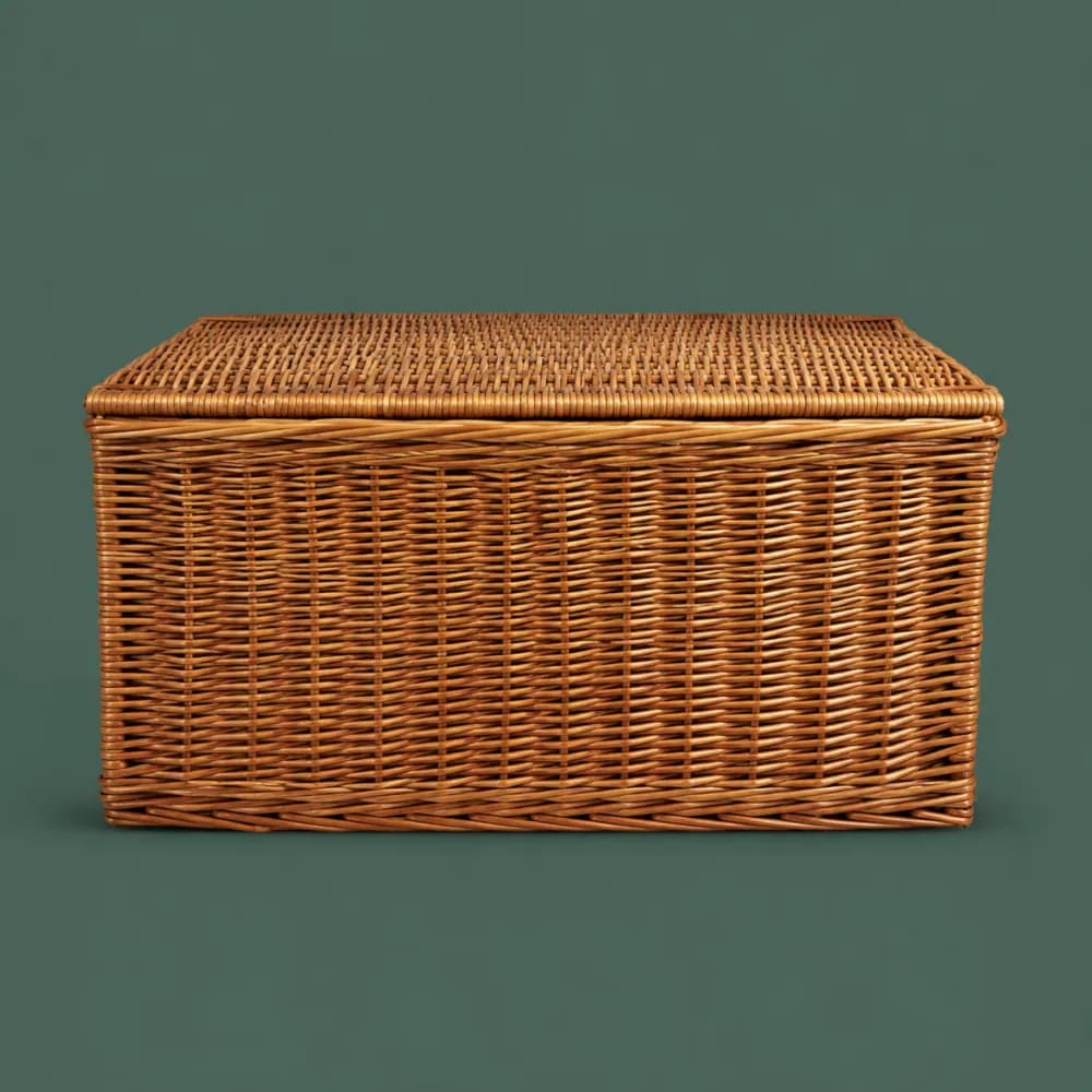 Lidded Box 420, piece ON-E-03, woven in Willow, photographed as it is.