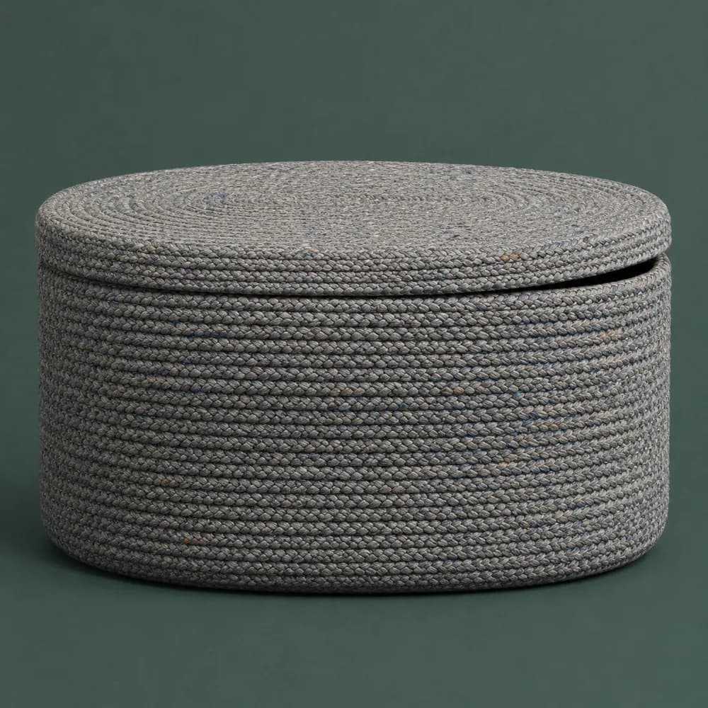 Recycled Cord Hamper 500, piece ON-E-10, woven in Recycled fibre cord, photographed as it is.