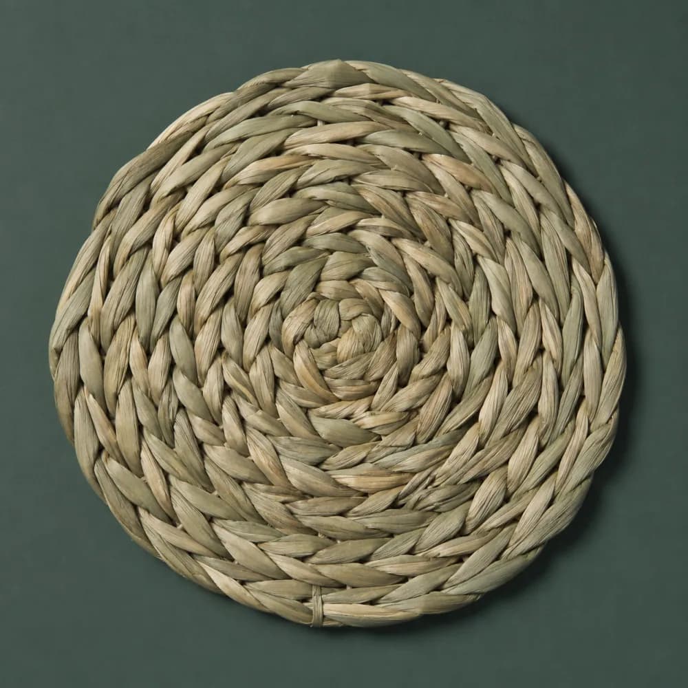 Trivet 200, piece ON-F-04, woven in Rush, photographed as it is.