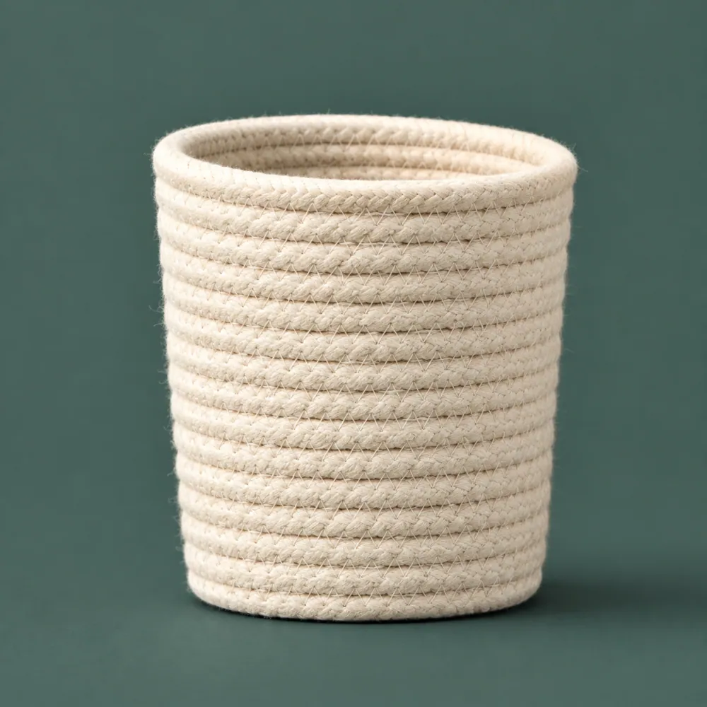 Cord Pen Pot 110, piece ON-F-10, woven in Cotton cord, photographed as it is.