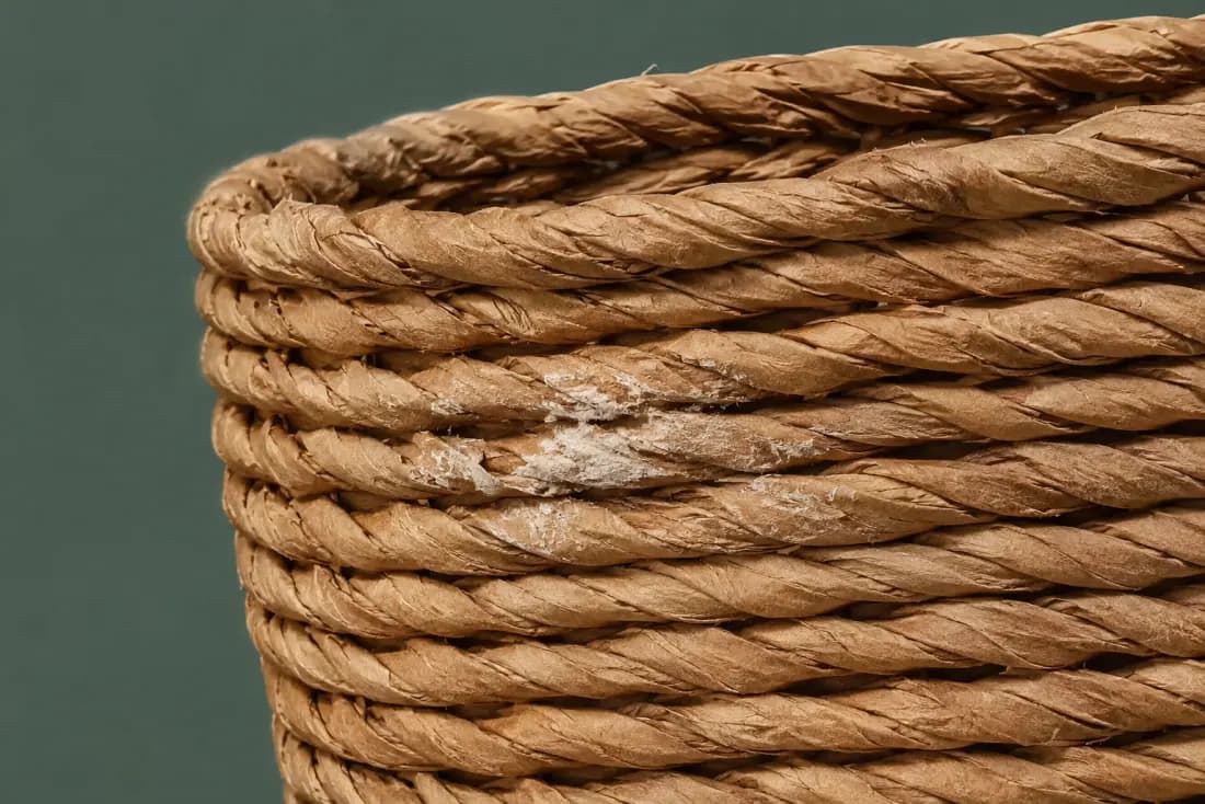 The visible flaw on ON-A-13: The paper skin has scuffed white over a 25 mm patch on the front wall. One stake shows a kink 40 mm below the rim.